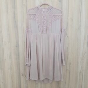 Altard State Womens Dress Size L Blush Lace Sheer Boho Cottage Coquette Romantic